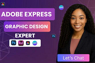 do creative graphic design with adobe photoshop, illustrator and adobe express