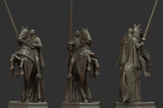 make fantasy knight chess piece,miniature statue or medieval character,tabletop