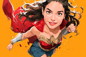 design amazing superhero portrait caricature