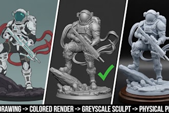 convert 2d to 3d toy figures stl, 3mf file for 3d printing sculpt 3d model