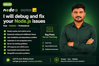 fix node js, express js backend errors fast