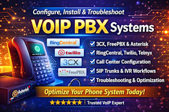 configure, install troubleshoot 3cx, freepbx, asterisk, ringcentral voip pbx