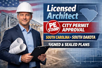 licensed architect pe stamp city permit in south carolina and south dakota