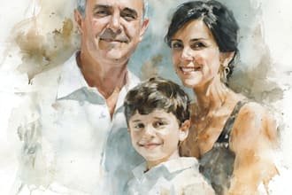 create a watercolor portrait family portrait art