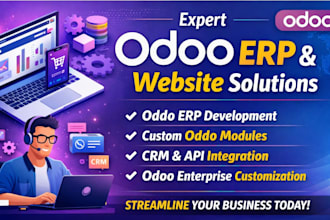 develop odoo erp system, modules, odoo website, crm integration, odoo enterprise