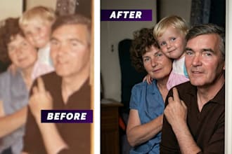 professionally restore, sharpen, unblur and upscale blurry low resolution photos