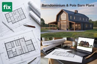 draw barndominium plans and pole barn house plan as your italian architect