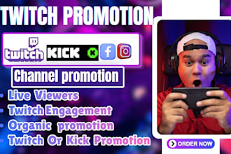 do organic twitch, kick and youtube channel promotion, affiliate and partnership