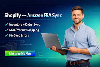 set up shopify to amazon fba inventory and order sync in seller central