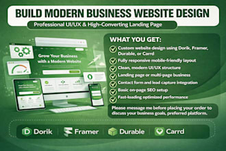 build dorik, framer, durable or carrd website for modern business website design