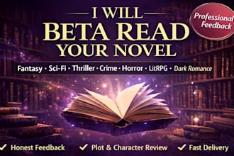 beta read fantasy novel sci fi thriller crime horror bdsm litrpg manuscript