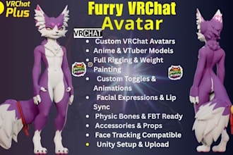 do 3d nsfw model,vrchat anime avatar, furry vtuber, vrchat furry avatar, animaze