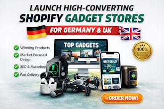 launch high converting shopify gadget stores for germany shopify dropshipping