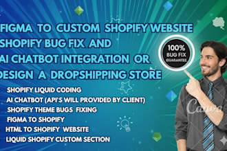 create shopify store or design dropshipping website and figma to shopify