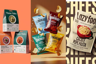 design food product packaging, pouch design, box packaging, jar label design