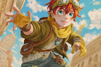 draw an anime character illustration for commercial use