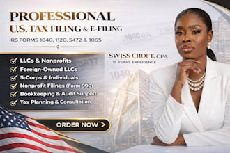 prepare and efile irs form 1040, 1120, 5472, 1065 for llcs