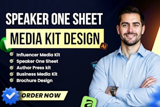 design professional speaker one sheet, author press kit, business media kit