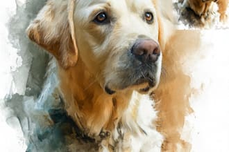 paint dog, cats, whatever pet portrait with watercolor