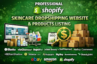 design skin care website, beauty website, cosmetic shopify wix wordpress store