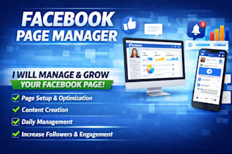 be your facebook page manager and social media manager