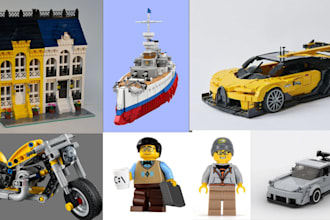 design lego technic cars, bikes, house, toys and ships with functioning parts