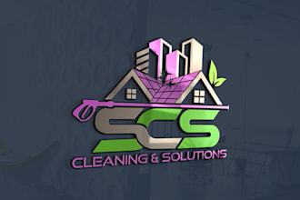 design cleaning service business 3d logo