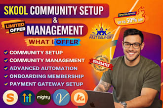 setup skool community skool online community manager skool course membership