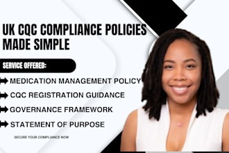 assist with UK cqc registration, write compliance health care policy manual
