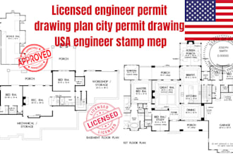 create residential architectural plans, blueprints for city approve, permit set