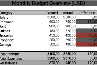 create a professional excel budget and expense tracker