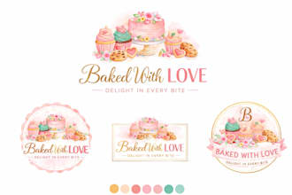 do watercolor feminine cake bakery cookies cupcake candies logo