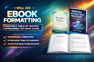 do ebook formatting clickable table of content hyperlinked toc book cover