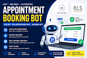 make appointment bot,vfs bot,booking bot,bls appointment