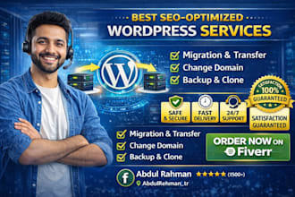 migrate wordpress website to new hosting, change domain name, fix errors