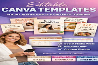editable canva design social media post template pinterest pin content planner
