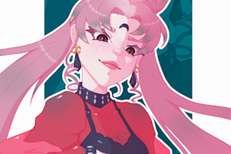 draw a high quality anime thigh up illustration