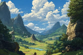 create fantasy landscape illustrations