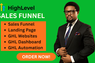 create ghl sales funnel gohighlevel landing page website and ghl dashboard