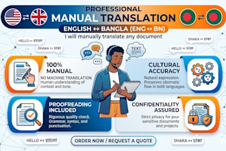 translate english to bangla or bangla to english manually