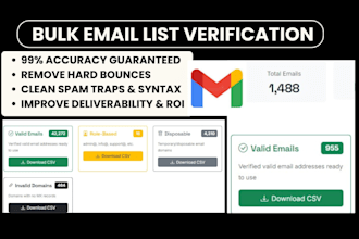 provide bulk email list verification and remove duplicate spam bounce emails