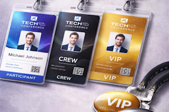 design professional event id card, lanyard and badge