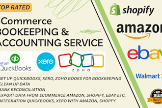 do ecommerce bookkeeping for amazon, shopify ebay, in quickbooks, xero, wave