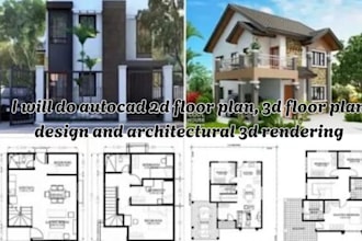 do autocad 2d floor plan, 3d floor plan design and architectural 3d rendering