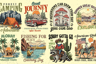 create vintage outdoor adventure t shirt design