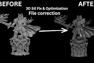 fix and optimize 3d stl file 3d character  file correcton anime 3d printing