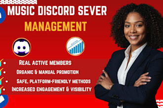 do music server promotion music, game tech, discord management