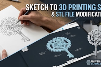 convert hand sketch to 3d printing stl and modify stl file