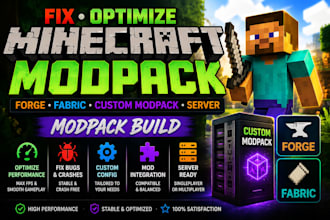 fix optimize minecraft modpack, forge fabric custom modpack server modpack build