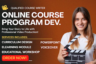 design professional elearning course curriculum, training modules and ai video